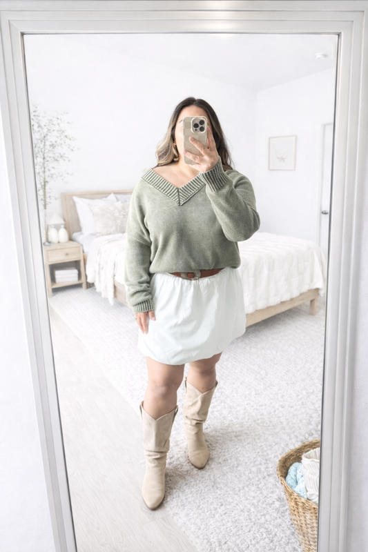 Four Leaf Clover Mineral Wash Cozy-Girl Sweater