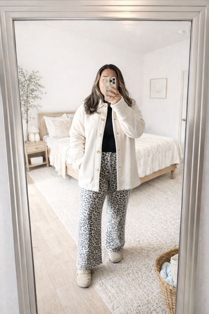 Parchment Suede Sherpa Jacket — Oak + Ollie Western Cozy Layer