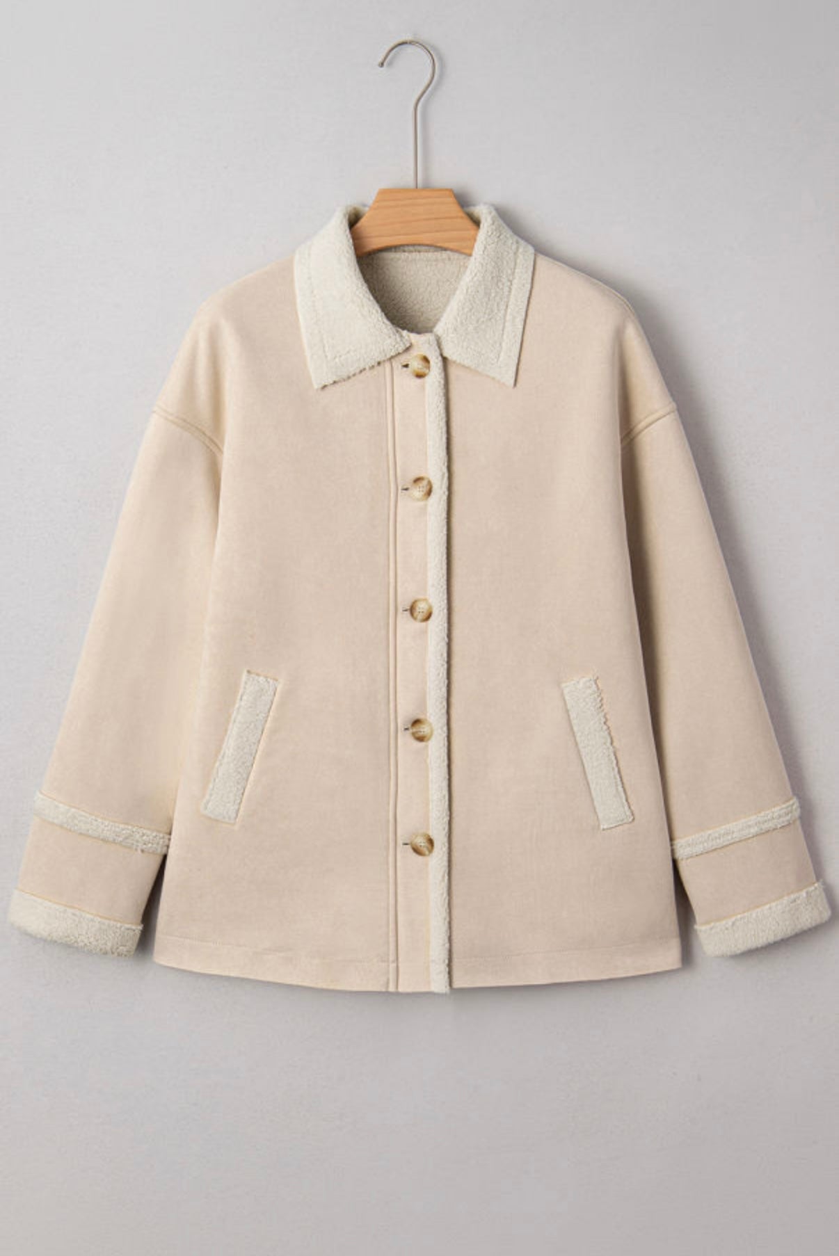 Parchment Suede Sherpa Jacket — Oak + Ollie Western Cozy Layer