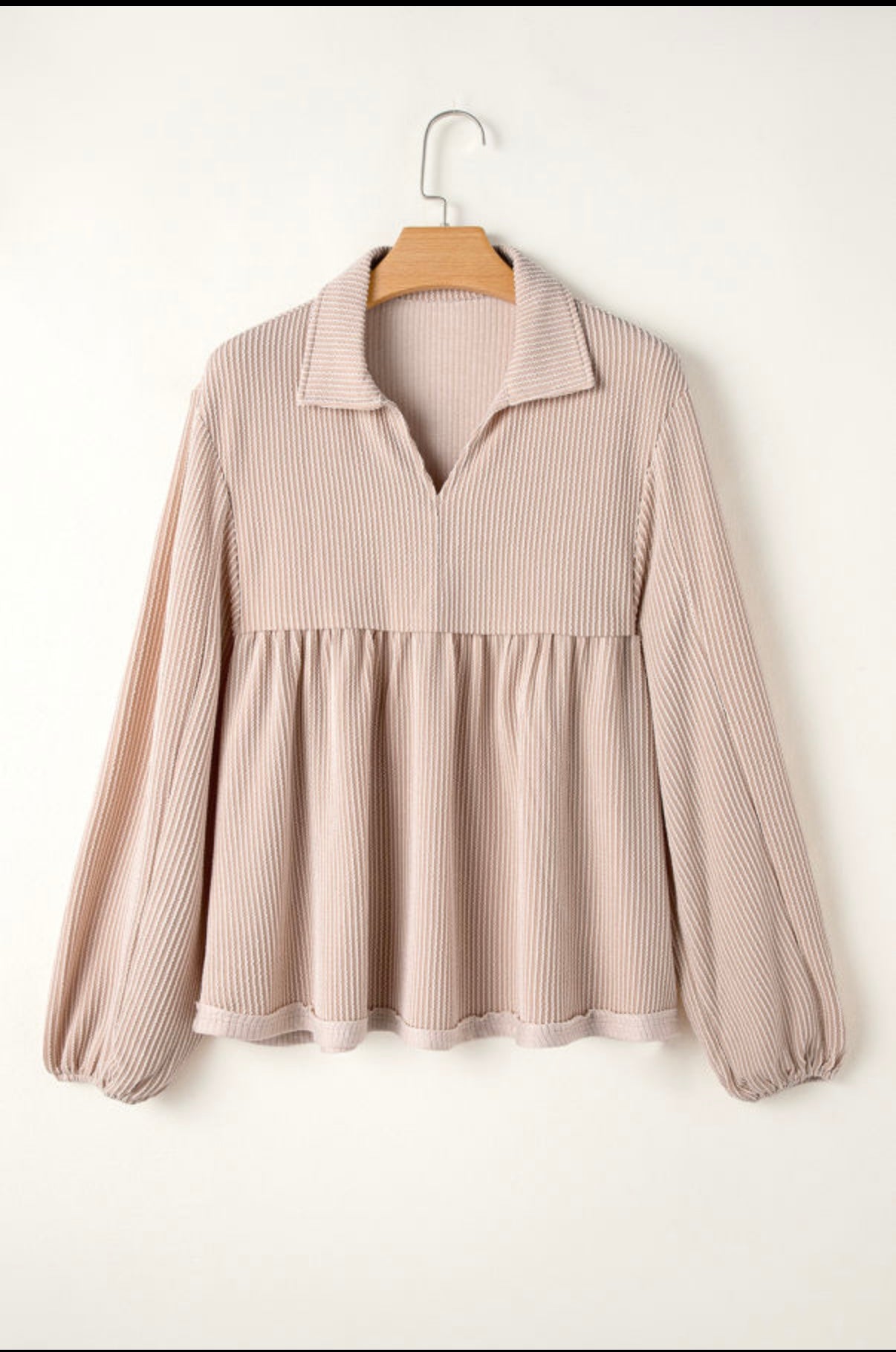 Parchment Corded Turn Down V Neck