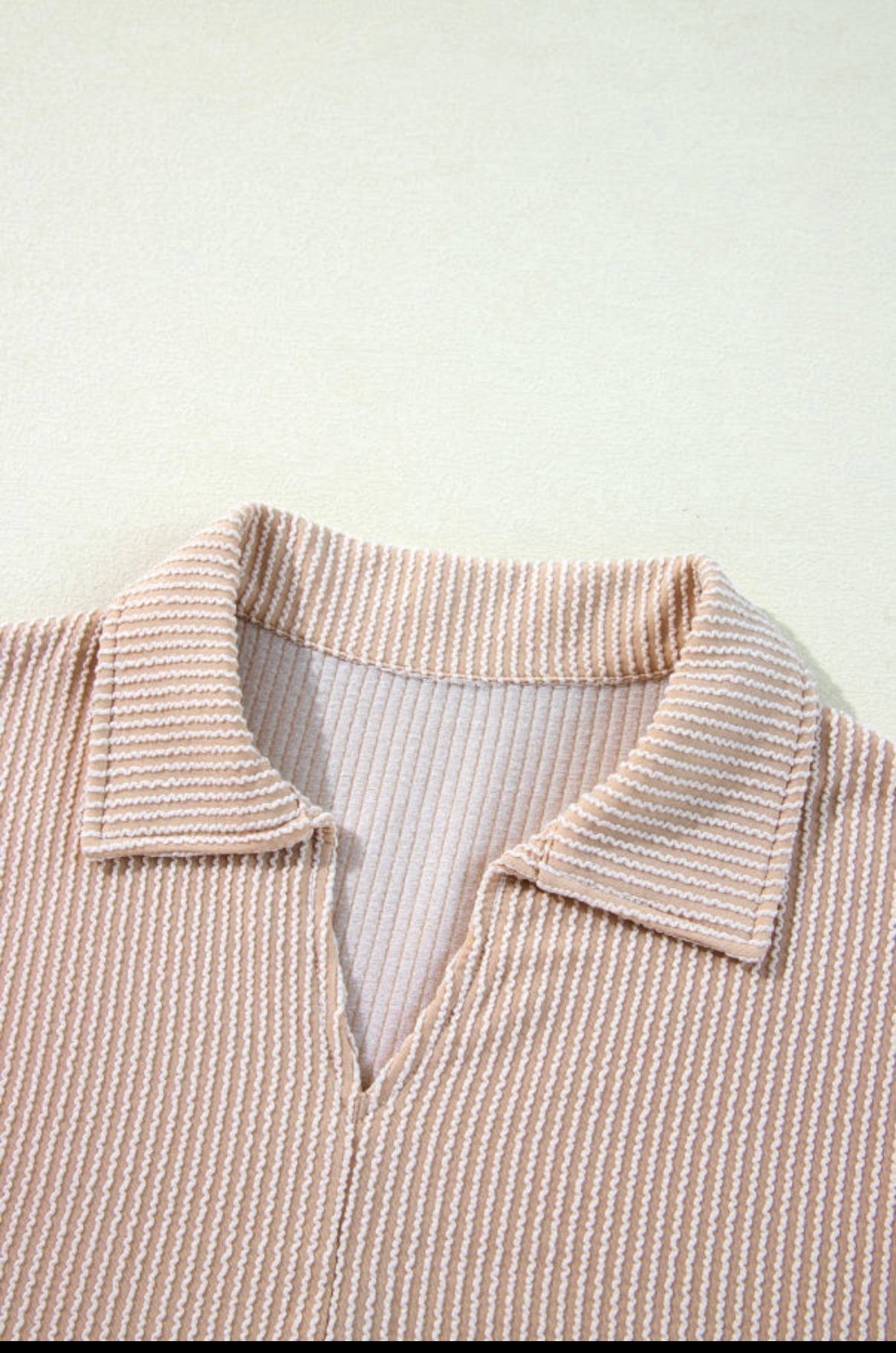 Parchment Corded Turn Down V Neck