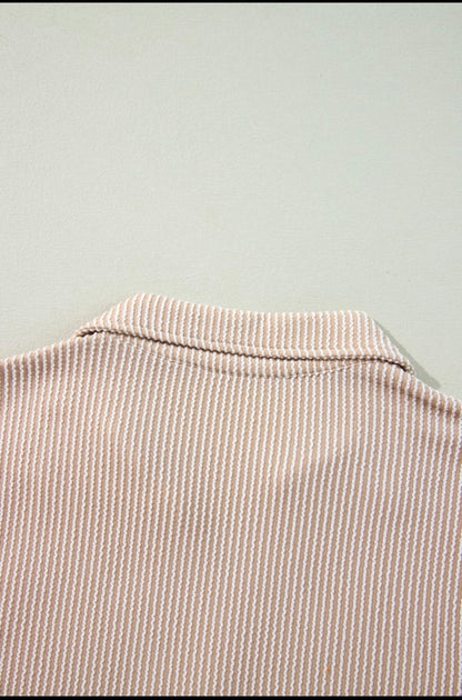 Parchment Corded Turn Down V Neck